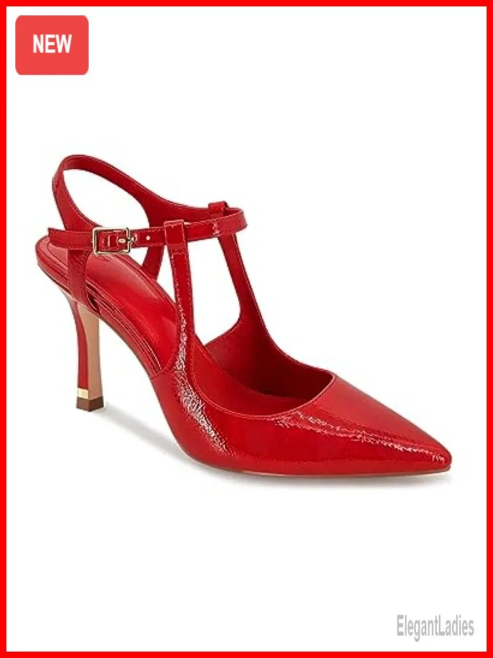 Patent Leather Pointed Toe Stiletto Heels Ankle Strap Pumps Office Wedding